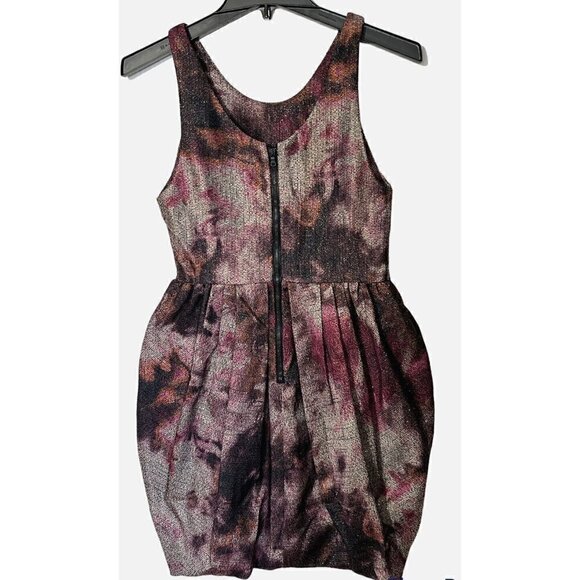 Alice + Olivia Purple Metallic Bubble Hem Marie Tulip Cocktail Prom Dress - Picture 11 of 15